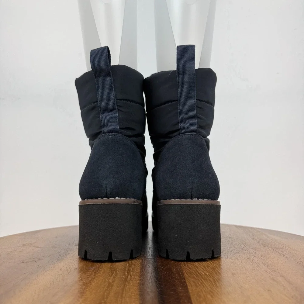 Womens Blondo Daylor Blue Quilted Nylon Waterproof Casual Heeled Boots‎ Size 8.5